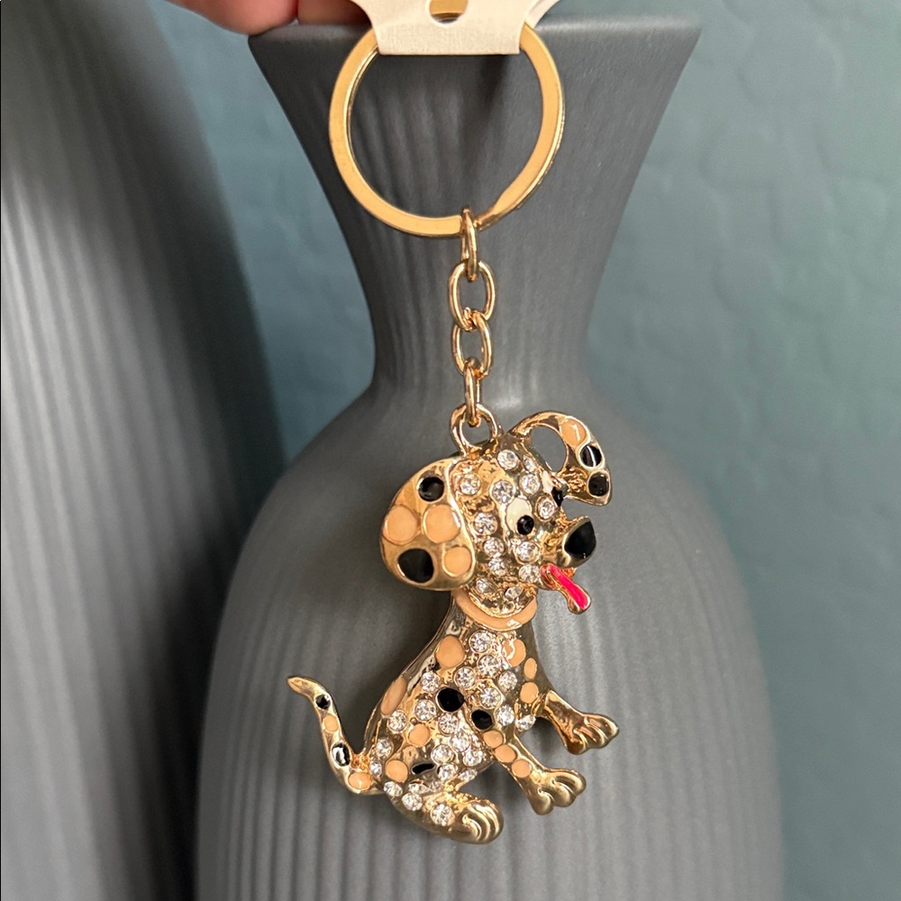 Gold and Black Dog Keychain